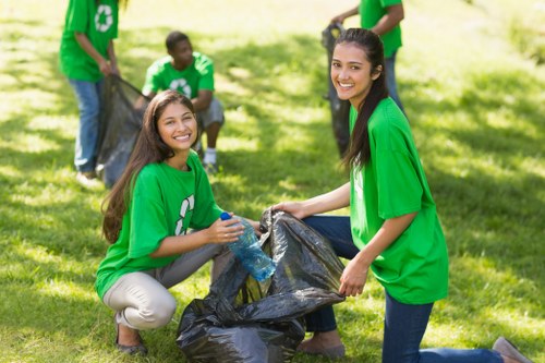 Variety of items sorted for recycling and disposal